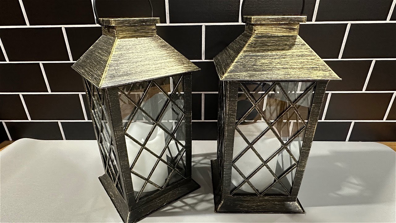 14" Solar Lanterns with Flickering Flameless Candle - 2 pack