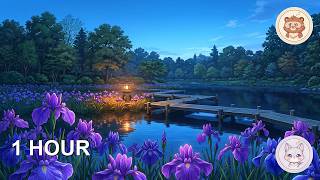 1 Hour Sleep Music 🪻 Japanese Iris Garden in the Rain — Koto & Soft Rain for Deep Sleep screenshot 3