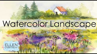 EASY Watercolor Impressionistic Spring Landscape