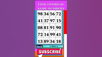 Test Your Memory: Find the Matching Numbers Before Time Runs Out! #shorts #braingames
