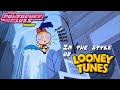 The powerpuff girls movie tag scene in the style of a looney tunes cartoon