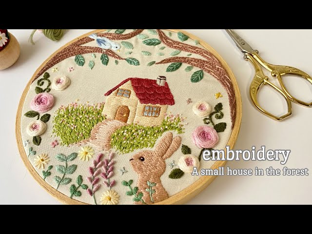 Embroidery】A small house in the forest/hand embroidery - YouTube