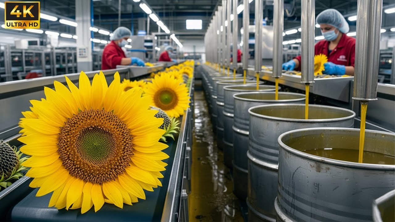 Inside a Modern Cooking Oil Factory: From Fresh Sunflowers to Refined Cooking Oil (Full Process)