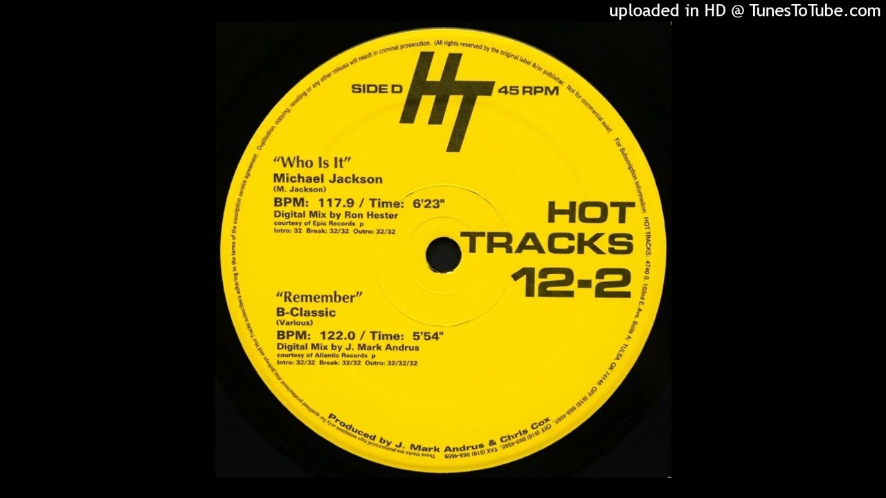 Michael Jackson - Who Is It (Hot Tracks 12-2 Digital Mix by Ron