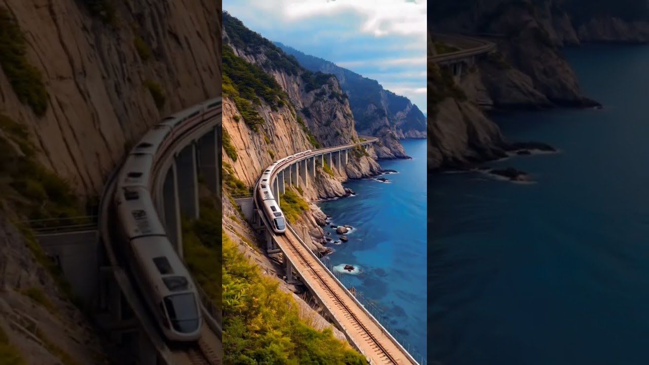 "Epic Train Ride Along a Coastal Cliff — Breathtaking Views!"  