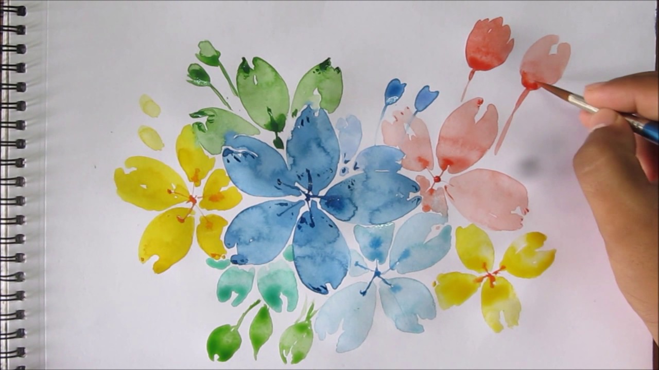 Easy watercolor painting for beginners, easy flower painting, speed ...