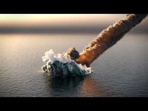 Meteorite Fall Into The Ocean- Stock Footage  High 1080p HD