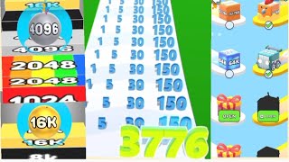 Lets Play 11 Minutes Satisfying Android Games - Number Run Vs Ball Merge Vs Jelly Run 2048