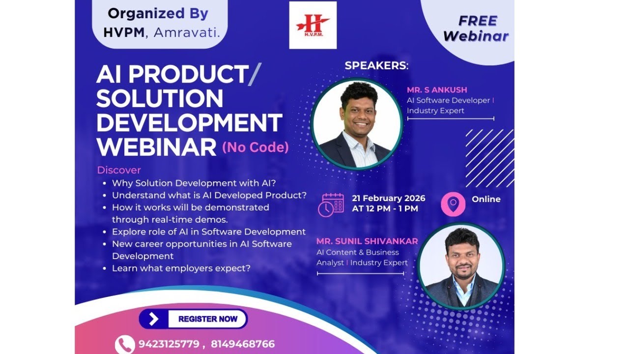 Free AI PRODUCT / SOLUTION DEVELOPMENT Webinar-21st Feb 2026