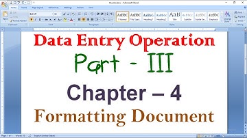 Formatting Documents | Part 3 | Data Entry Operation | Chapter 4 | Computer Basic |10th & 12th|NIOS|