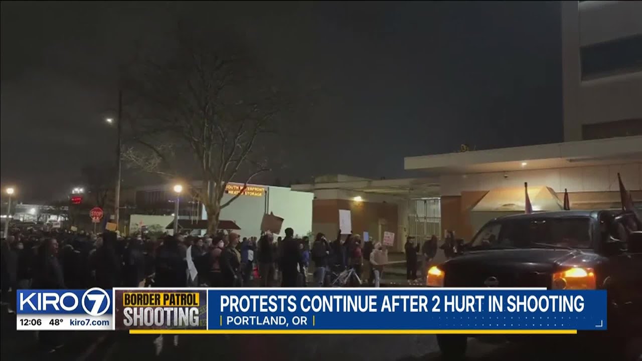Protests continue in Portland after two shot by federal agents