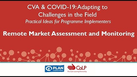 CVA & COVID-19: Remote market assessment and monitoring