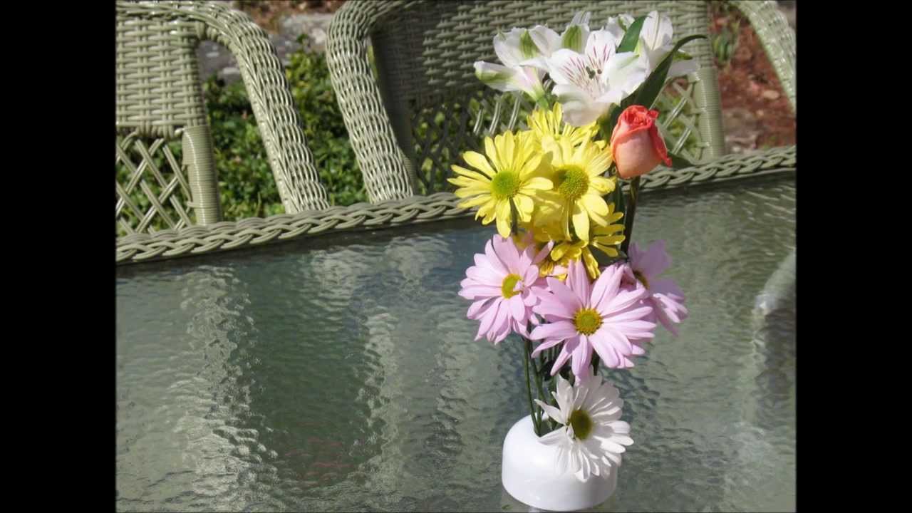 NoBrella Flower Vase easily fits in your patio table umbrella hole