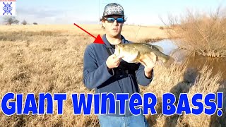 Catching GIANT Winter Bass In Tough Conditions | Farm Pond Bass Fishing