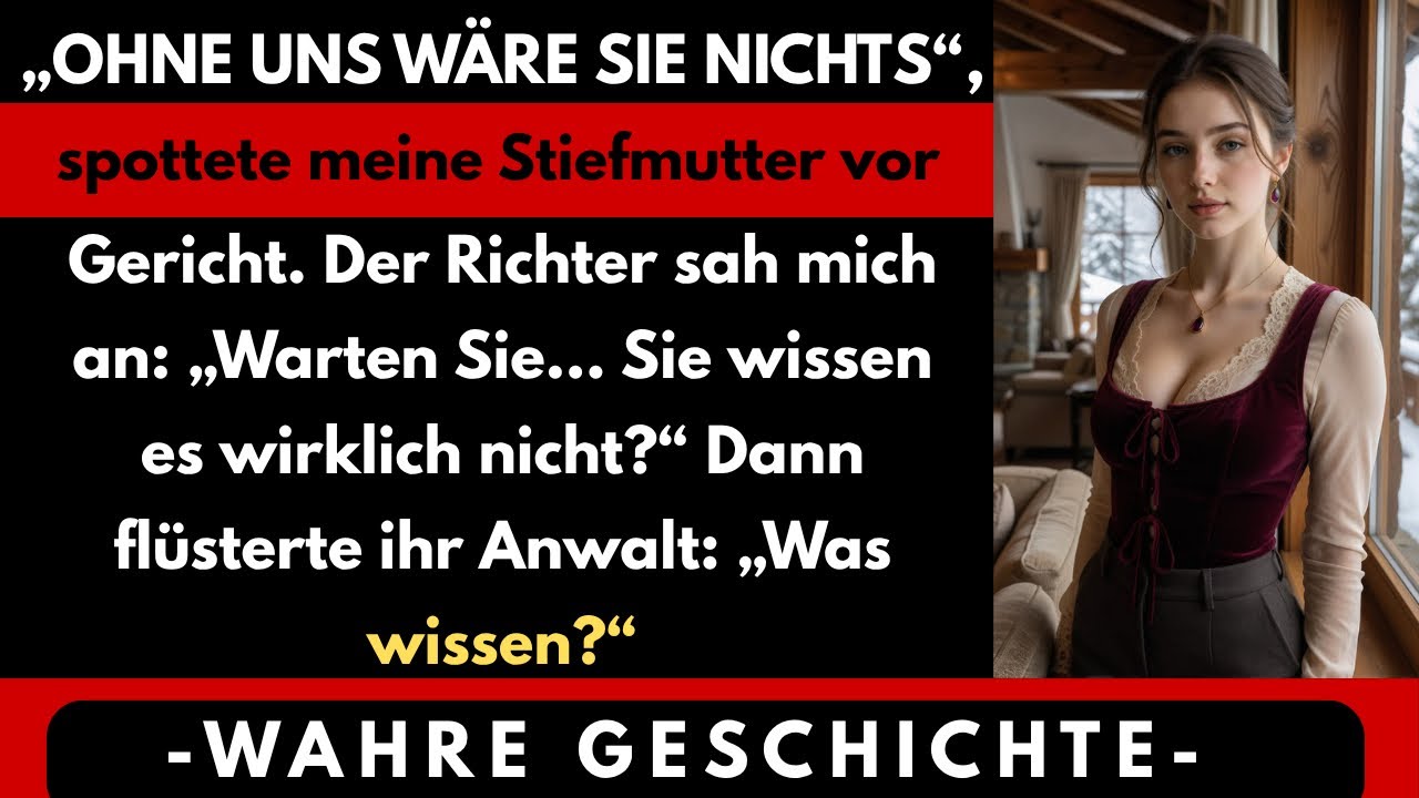 Meine Stiefmutter beugte sich zu ihrem Anwalt und sagte gerade laut genug, dass ich es hören konnte: „Ohne uns hätte sie nichts." Ein paar Leute kicherten. Ich hielt den Blick gesenkt und schwieg....