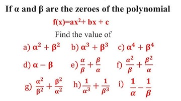 Als alpha en beta de nulpunten zijn van de polynoom f(x)=ax^2+bx+c, zoek dan α^2+β^2, α/β+ β/α, 1...