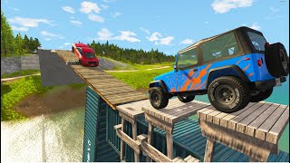 Suv U0026 Cars Vs Container Bridge And Deep Water  Beamng Drive