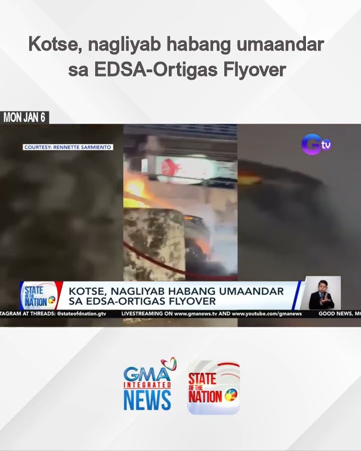 Kotse, nagliyab habang umaandar sa EDSA-Ortigas Flyover | SONA