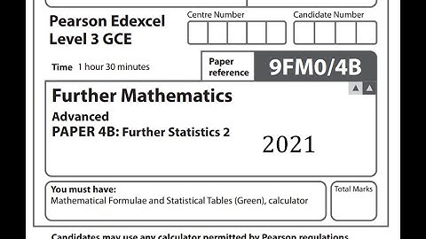 Further Statistics 2 2021 Pearson Edexcel A level further maths
