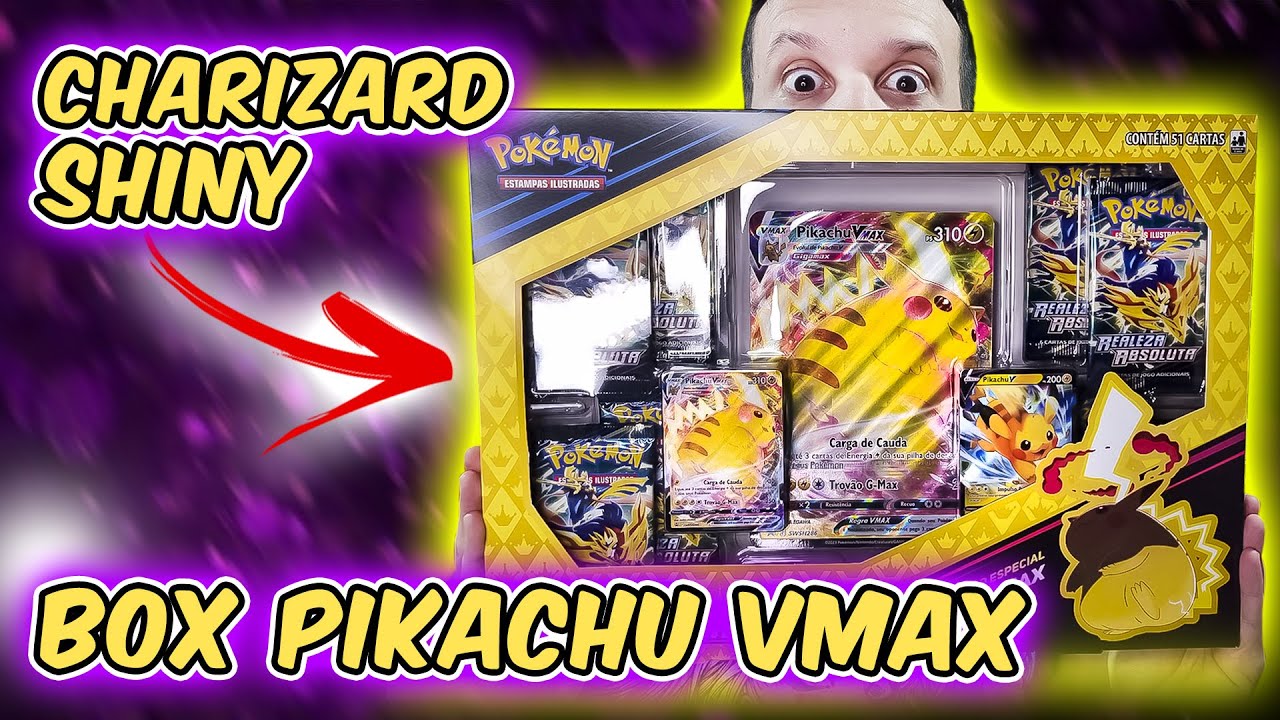 TIREI CHARIZARD SHINY na nova BOX PIKACHU VMAX | CAPITÃO HUNTER CARTAS POKEMON TCG