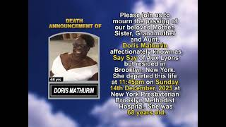 Doris Mathurin ~ Short Obituary