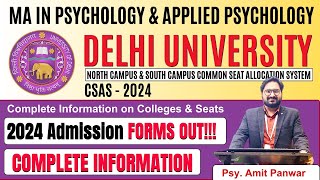 DU PG 2024 Admissions Open - MA in Psychology and MA in Applied Psychology - Complete Information