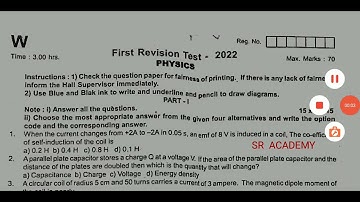 12th standard physics first revision test 2022 original question paper