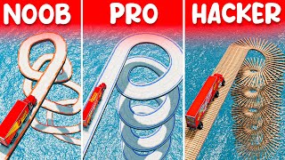 Beamng NOOB vs PRO vs HACKER: Impossible Spiral Bridge Vs Deep Water in BeamNG.Drive screenshot 5