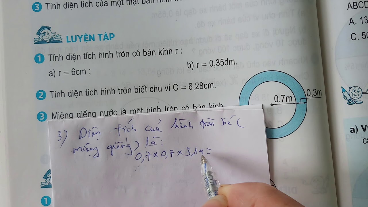 Tính diện tích hình tròn có bán kính 6 cm