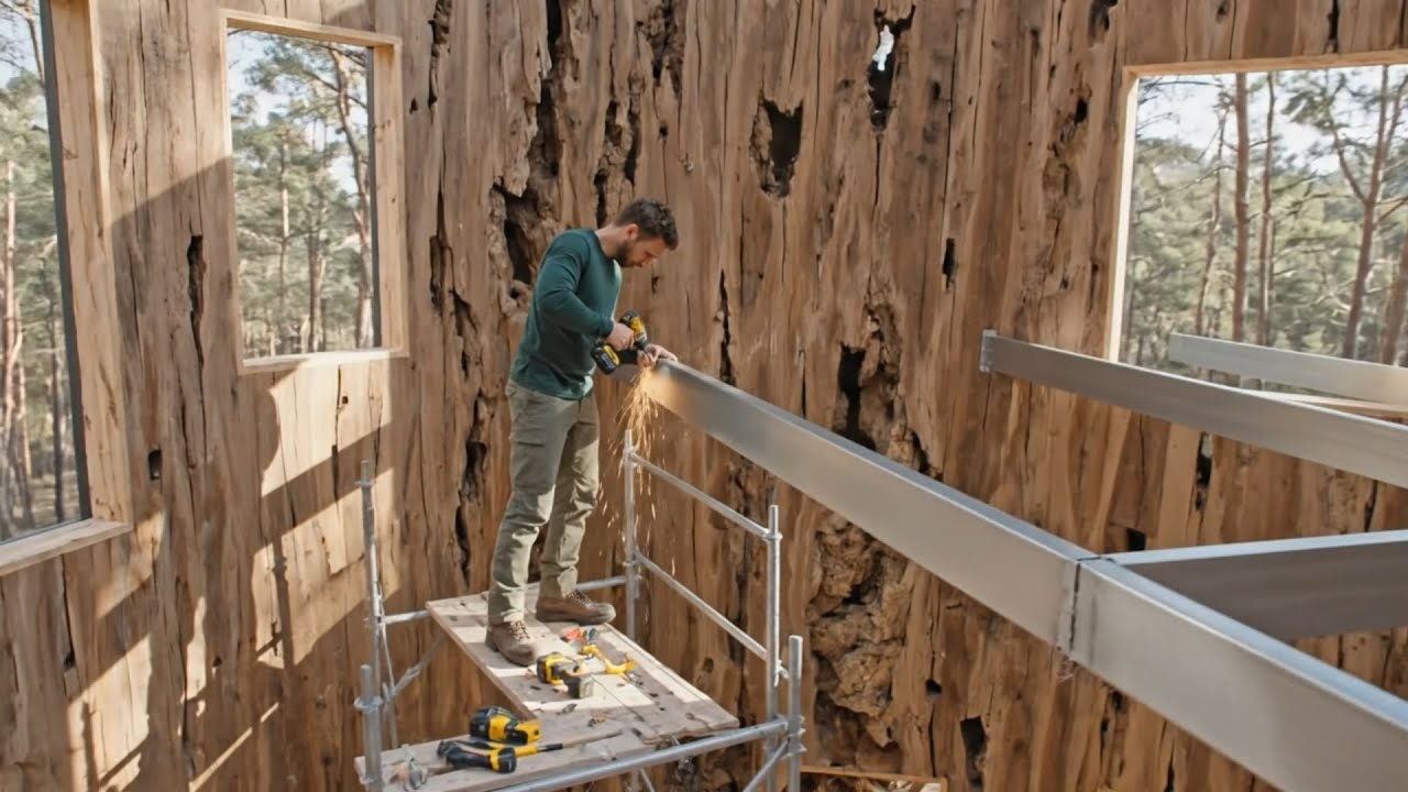 I Turned a 500-Year-Old Dead Tree into a Modern Two-Story House – Satisfying