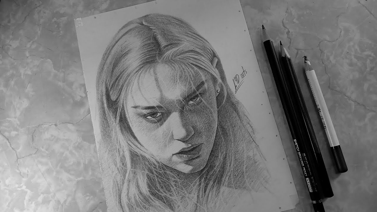 Realistic Girl Pencil Drawing | How to Draw a Girl with Pencil  | Sketch of a Girl | No Blending 
