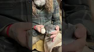 Moose Billet Work - Slow Motion #bushcraft #donnydust #survival #flintknapping