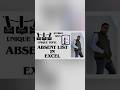 # ABSENT LIST IN EXCEL
