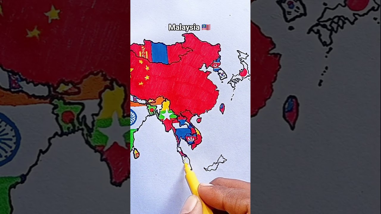 Draw Flag Map of Malaysia 🇲🇾 