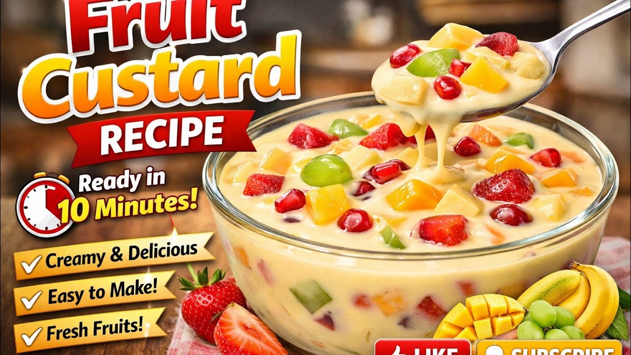 Creamy Fruit Custard Dessert Recipe| Fruit Custard at Home Quick Fruit Custard Dessert in 10 Minutes