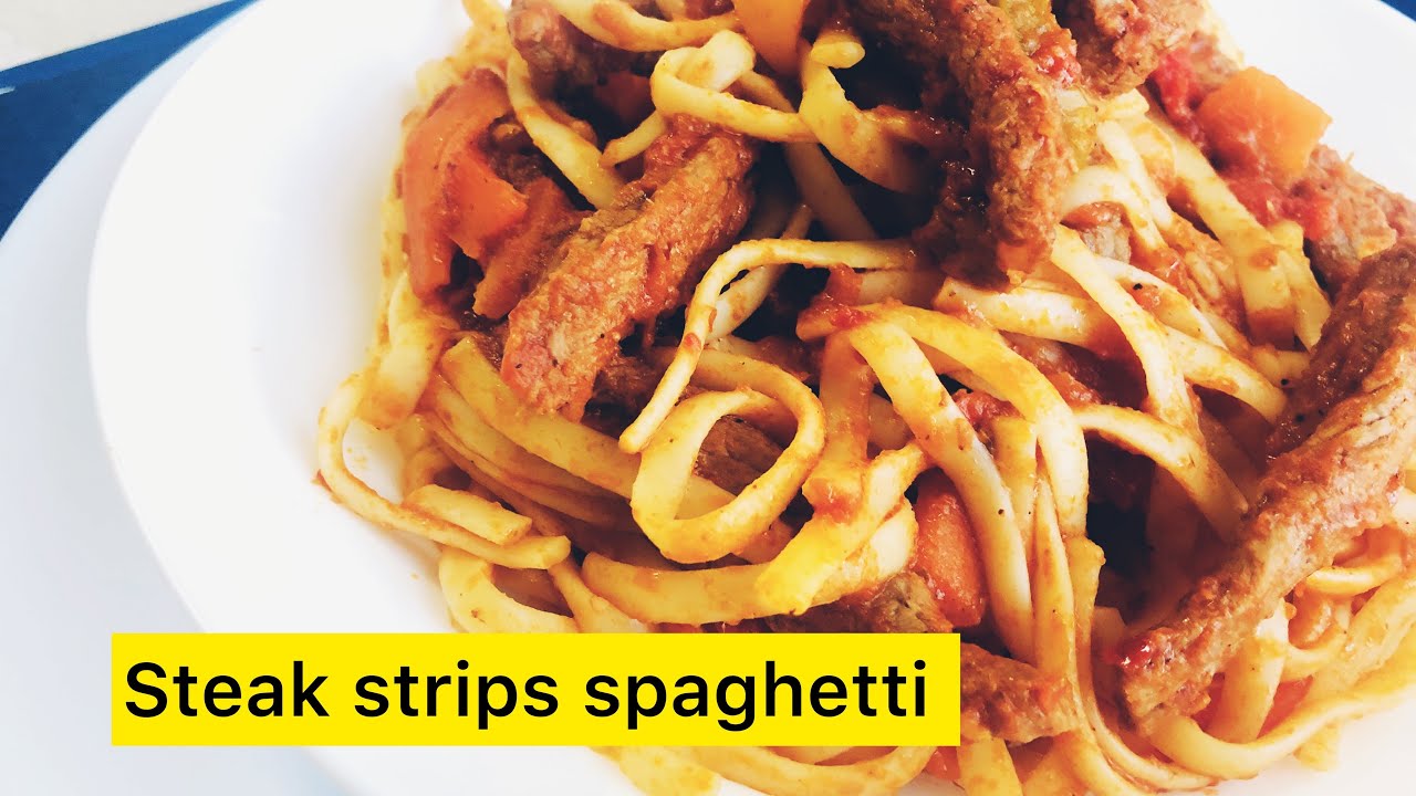 Steak strips spaghetti recipe Restaurant style/ stir fry mutton strips