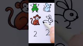 Draw animals with the number TWO 2 #drawing #drawwithme #art