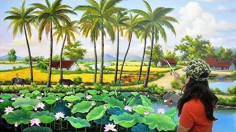Vẽ tranh tường 3d phong cảnh đồng quê. Các bạn có nhu cầu học vẽ LH: 0969.033.288