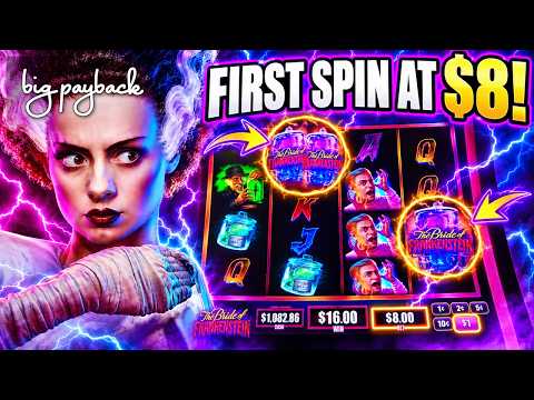 1st SPIN $1 DENOM → WHEEL BONUS on The Bride of Frankenstein Slots!