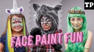Easy Unicorn, Werewolf and Mermaid Halloween Face Paint Tutorial