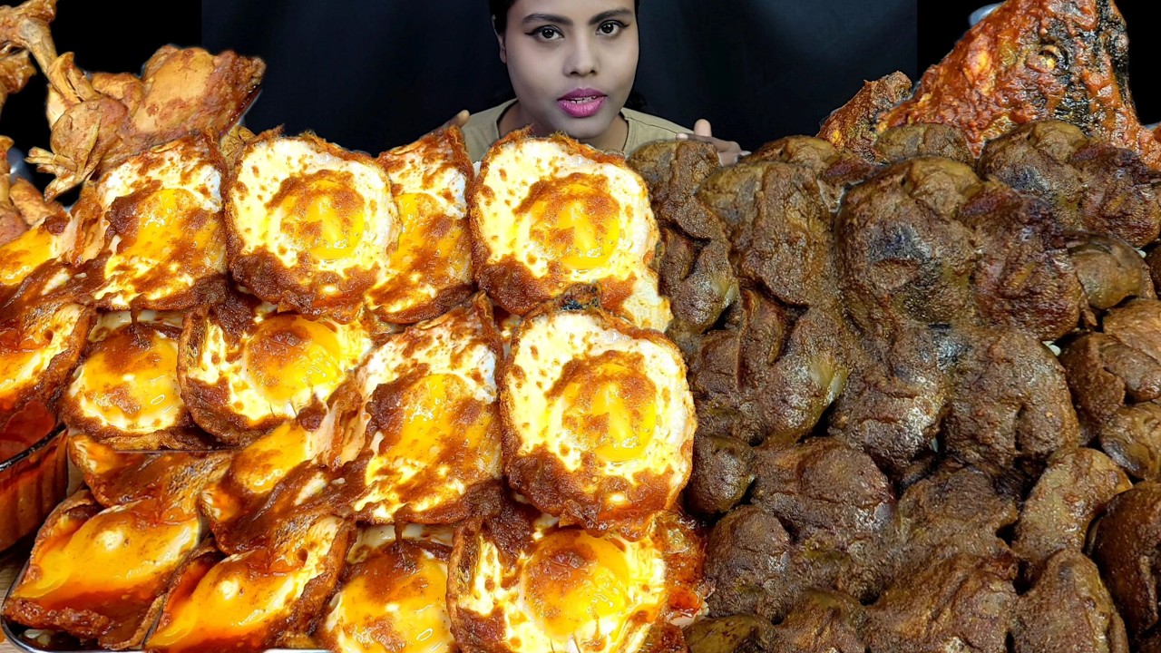 Eating Show Asmr Eating Video Spicy Liver Curry Rice Egg Curry Chicken Curry Fish Curry Fish Head