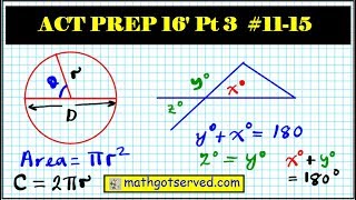 ACT Released Practice math test prep part 3 numbers 11 to 15  (2017 - 2018)