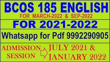 BCOS 185 Solved Assignment 2021-22 in ENGLISH,  Whatsapp For Pdf  9992290905.
