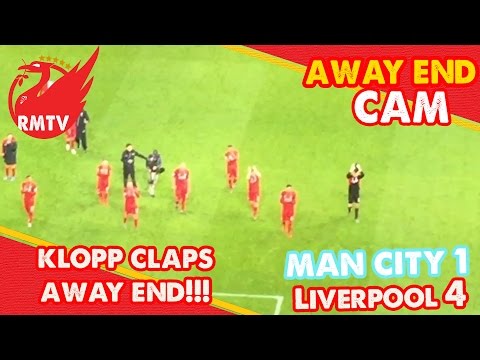 Klopp claps travelling LFC Fans! | Man City 1 - 4 Liverpool| Away End Cam