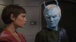 Captain Archer, Commander Shran, and T'Pol Talk In the Captain Ready Room