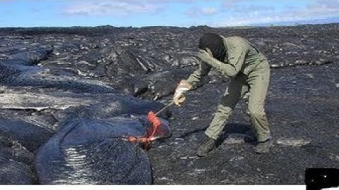 POV Of Geologists Collecting Lava.