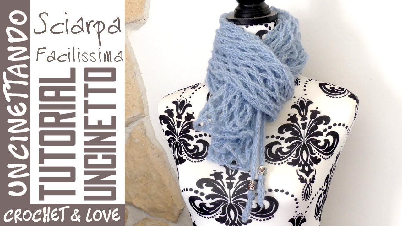 Come Fare una Sciarpa o Coprispalle Facilissima ad Uncinetto (sottotitoli inglese e spagnolo)