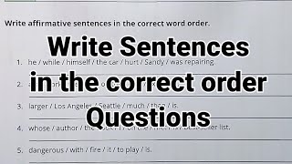 English grammar__word order/write sentences in the correct order worksheet/how to build a sentence