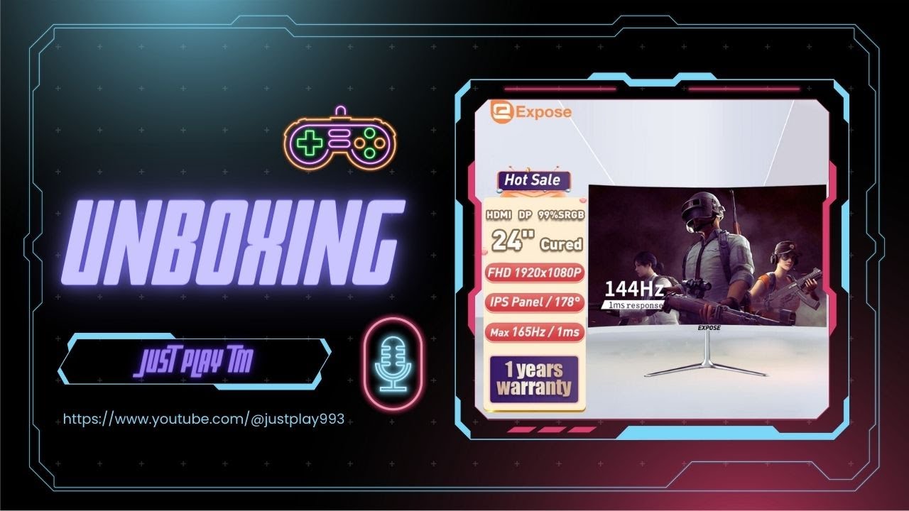 24 inch Monitor Curve 1980x1080 FHD Resolution by Expose | Unboxing