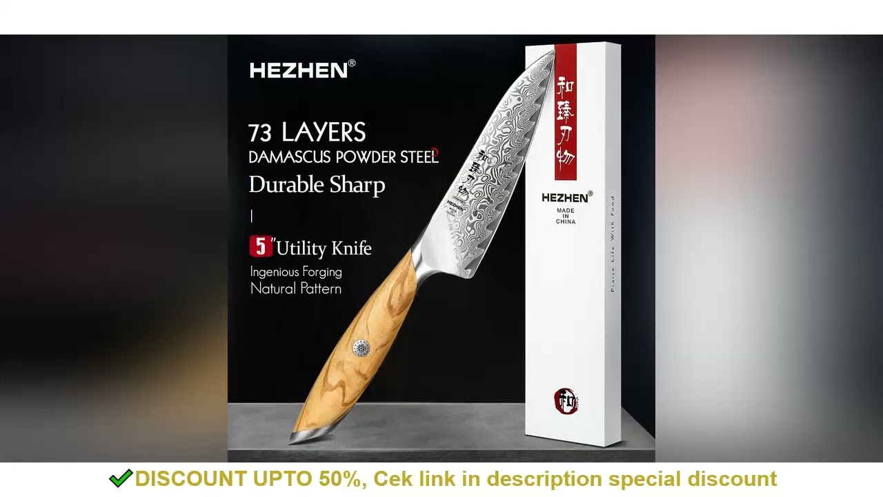 HEZHEN Flagship Series 5 Inch Utility Knife Japanese Style Kitchen Knife 73 Layer Damascus